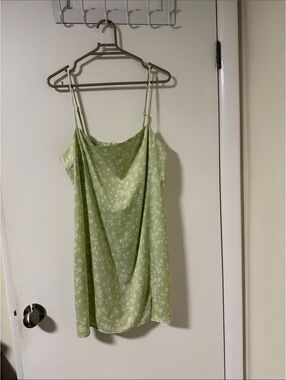 Garage Light Green Floral Mini Slip Dress